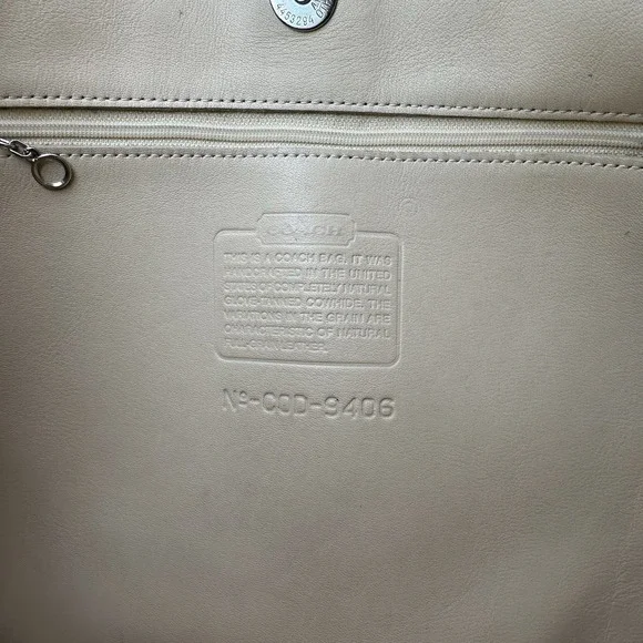 VINTAGE COACH LARGE BEIGE/CREAM LEATHER SLIM SHOULDER BAG #9406 USA